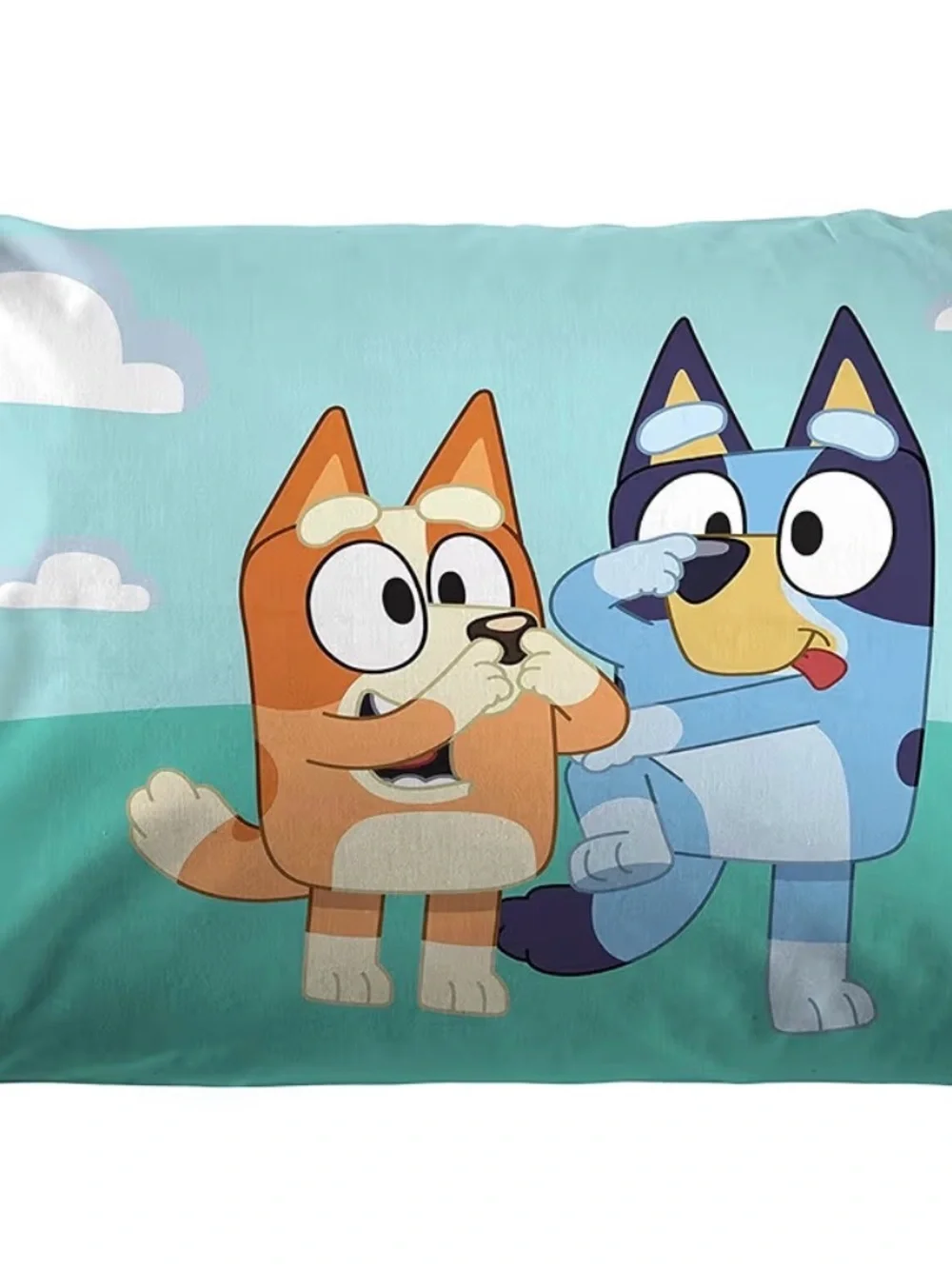 Bluey-Inspired Kids Twin Sheet Set in Aqua and White